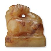Chinese Brown Nephrite Jade Mythical Creature Carved Seal