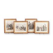 4pc Honore Daumier Framed Lithograph Prints Les Gens de Justice Series