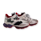 Christian Louboutin Red-Runner Metallic White Sneakers
