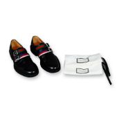 Gucci Black Leather Double Monk Strap Shoes