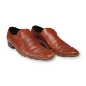 D&G Dolce and Gabbana Leather Wingtip Slip On Loafers