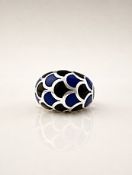John Hardy Legends Naga Sterling Silver and Blue and Black Enamel Dome Ring