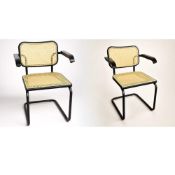 Pair of Knoll Cesca Collection Dining Armchairs with Ebonized Beech Wood Finish, Brand New In Box
