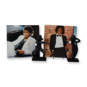 Four-Piece Collection of Michael Jackson LP Vinyls and Figurines