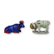 Two CowParade Moooooonwalk and Cowboy Figurines