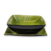 2pc Joseph Abboud Ventana Green Ceramic Serving Pieces