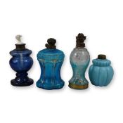 4pc Vintage Blue Miniature Glass Oil Lamps