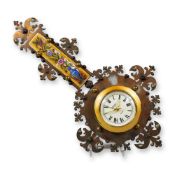 NUtyme Gothic Revival Style Brass and Ceramic Wall Clock