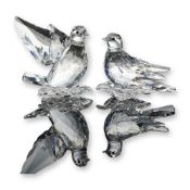 Swarovski Crystal Figurines, Turtle Dove Pair, Signed