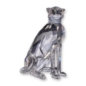 Swarovski Crystal Seated Cheetah Figurine Signed by Michael Stamey