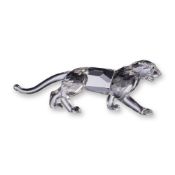 Signed Swarovski Silver Crystal Signed Leopard Figurine