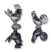 Two Swarovski Crystal Rooster Figurines