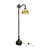 Tiffany Style Cast Metal Bridge Arm Floor Lamp