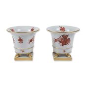 Pair of Herend Chinese Bouquet Porcelain Urns