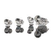2pc Swarovski Silver Crystal Duck and Mini Chick Figurines