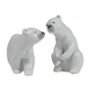 Pair of Lladro Porcelain Polar Bear Figurines