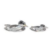 2pc Swarovski Silver Crystal Duck Figurines