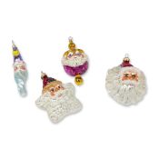 4pc Christopher Radko Glass Santa Ornaments
