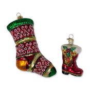 2pc Christopher Radko Blown Glass Christmas Ornaments