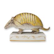 KPM Berlin Glazed Porcelain Armadillo Inkstand