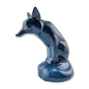 Royal Doulton Rare Blue Glazed Porcelain Figurine, Fox Seated HN147C