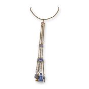 14 Karat Gold and Wedgwood Jasperware Chatelaine Style Necklace
