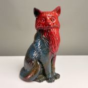 Royal Doulton Flambe Sung Colored Seated Cat Figurine