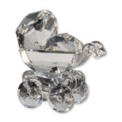 Swarovski Silver Crystal Faceted Baby Carriage
