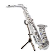 Swarovski Faceted Lead Crystal Saxophone Figurine with Stand