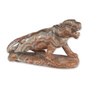 Mid-20th Century Carved Banded Onyx Lion Sculpture