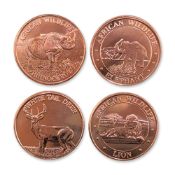 4pc American Wildlife US Copper Bullion Rounds