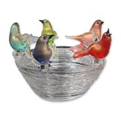 Murano Art Glass Birds On A Nest Centerpiece