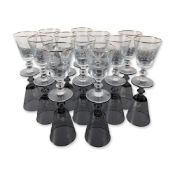 12pc Murano Hand Blown Gilt and Etched Wine Glasses