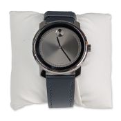 Movado Bold Grey Dial Leather Wrist Watch