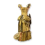 Lee Menichetti Life-Size Brutalist Brass and Copper Sculpture of a Victorian Gown
