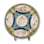 Wedgwood Majolica Figurative Charger with Putti Scenes and Classical Masks