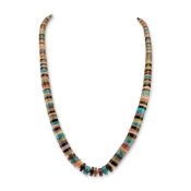 Southwestern Sterling Silver Multi-Stone Heishi Necklace