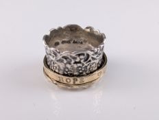 Israeli Sterling Silver Love Hope Faith Spinner Ring