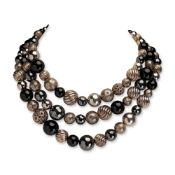 David Yurman Sterling Silver Triple Strand Elements Necklace