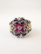 Barbara Bixby Sterling Silver and 18K Garnet Ring