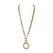 Chanel Vintage Quilted Magnifying Glass Loupe Necklace