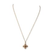 Italian 14K Gold and Vermeil Filigree Cross Pendant Necklace