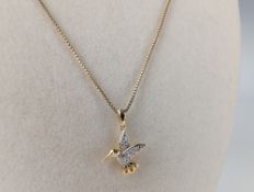 Gold Vermeil Sterling Silver Hummingbird Pendant Necklace