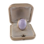 14K Yellow Gold Lavender Jadeite Cocktail Ring