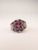 Barbara Bixby Sterling Silver and 18K Gold Garnet Ring
