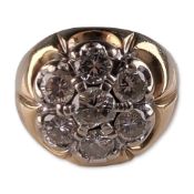 14K Gold Men's Cluster Diamond Ring