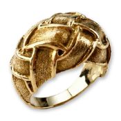 14K Yellow Gold Quilt Dome Ring