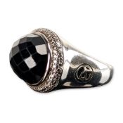 David Yurman Sterling Silver Black Onyx and Diamond Cocktail Ring