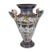 Doulton Lambeth by George Tinworth and Mark V. Marshall Stoneware Exhibition Vase
