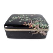 Japanese Black Lacquer Lidded Cloisonne Box